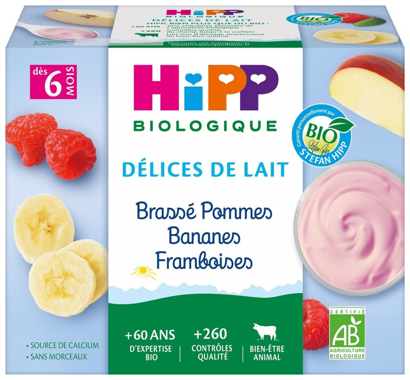 Hipp - Brassé Pommes, bananes & Framboises Bio - dès 6 Mois