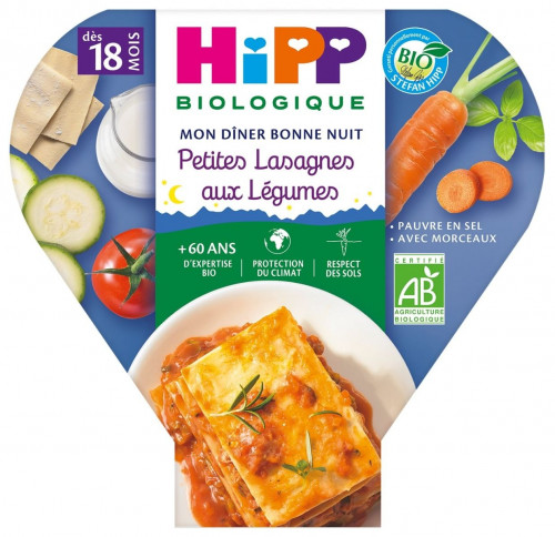 Hipp - Petites lasagnes aux légumes dès 18 Mois Bio