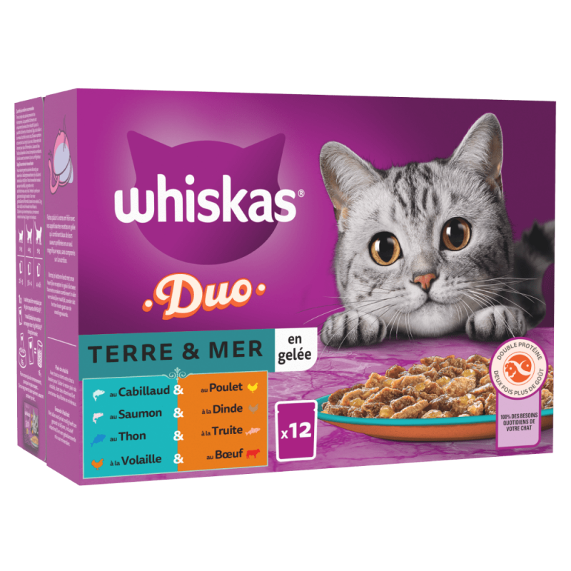 Whiskas - Assortiment de gelées pour chat adulte Terre & Mer