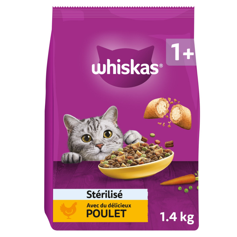 Whiskas - Croquettes chat sterilisé boeuf 1.4kg