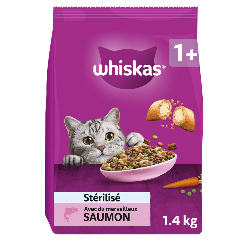 Whiskas - Croquettes chat sterilise saumon 1.4kg