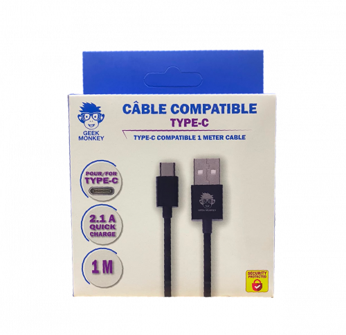 Geek Monkey - Câble compatible usb type-c 1m