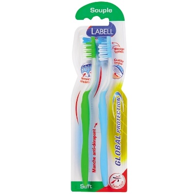 Labell - Brosse à dent global protection souple x2