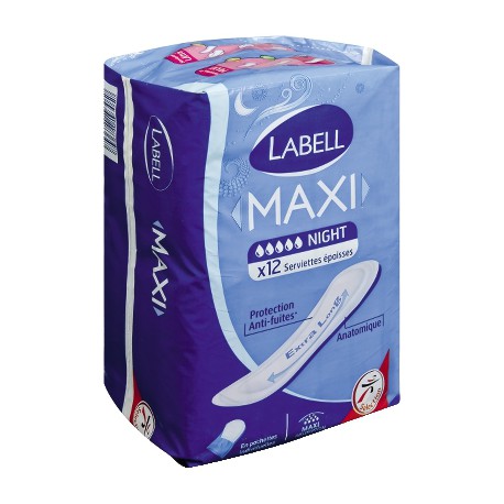 Labell - Serviettes MAXI sans aillettes NIGHT X12