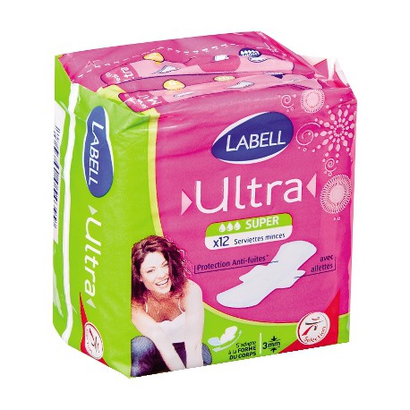 Labell - Serviettes mince SUPER ailletes X12