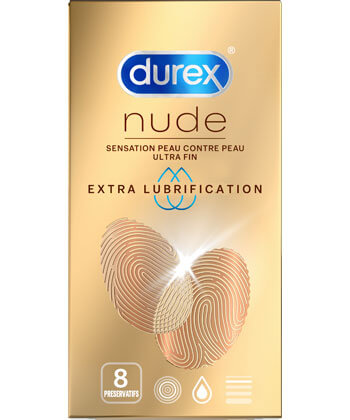 Durex - Préservatifs NUDE _ Extra lubrification X8
