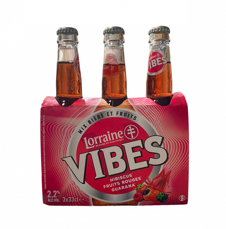 Lorraine - Bières VIBES Hibiscus, fruits rouges, guarana 2,2° 3x33cl