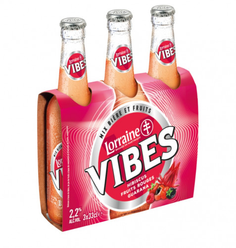 Lorraine - Bières VIBES Hibiscus, fruits rouges, guarana 2,2° 3x33cl