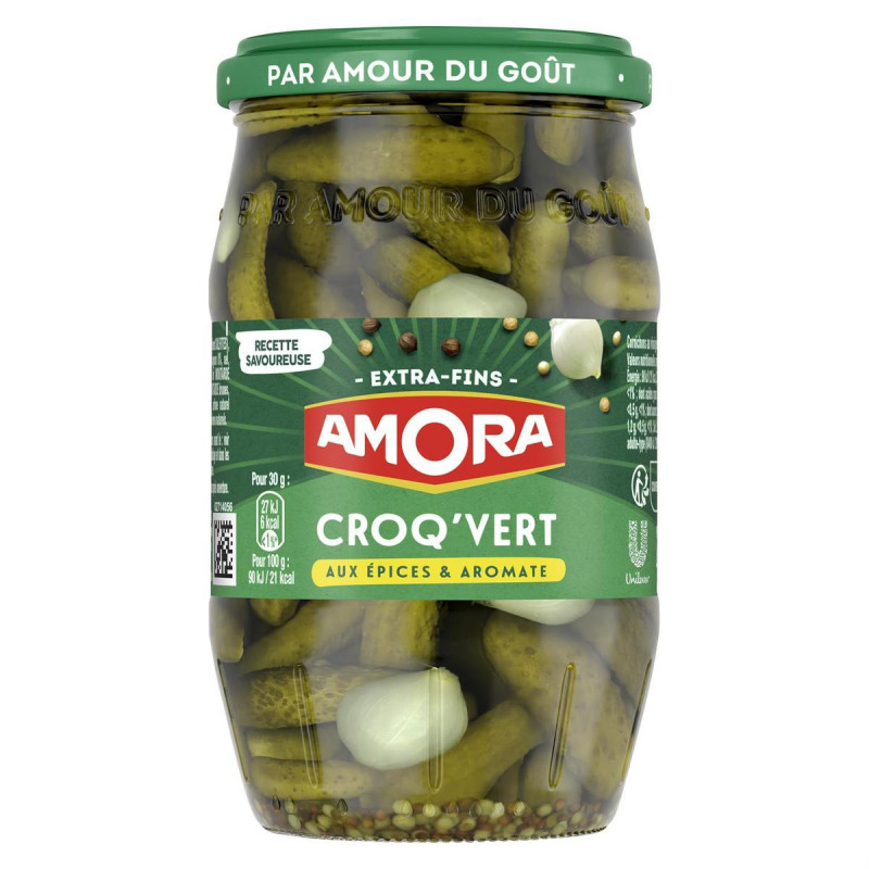 Amora - Cornichons Croq'Vert extra-fins aux aromates