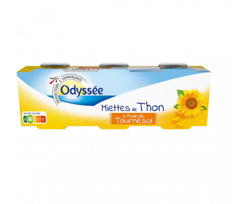 Odyssée - Miettes de thon huile de tournesol 240g 3x1/10