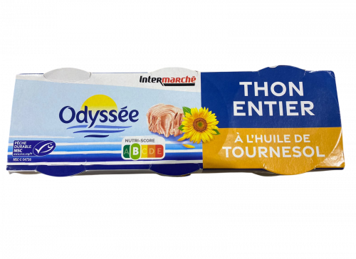 Odyssée - Odyssee  Thon entier à l'huile de tournesol 3x80g