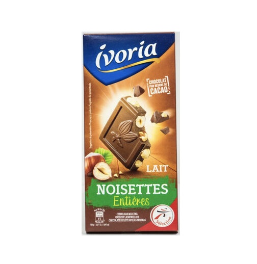Ivoria - Tablette chocolat au lait noisettes entières