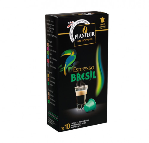 Planteur des Tropiques - Capsules de café compatibles Nespresso moulu Espresso Brésil