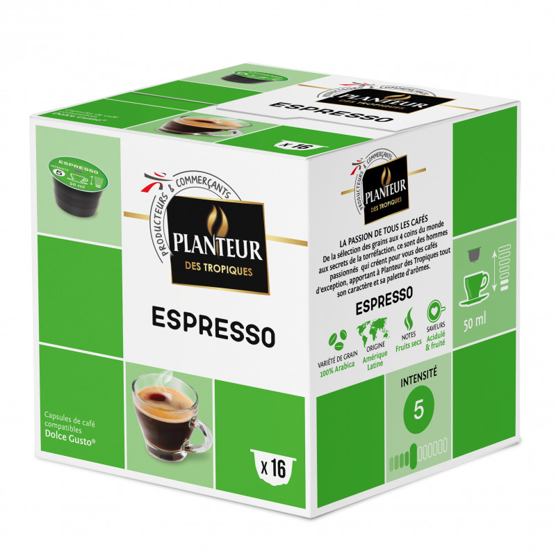 Planteur des Tropiques - Capsules de café compatibles Dolce Gusto Espresso
