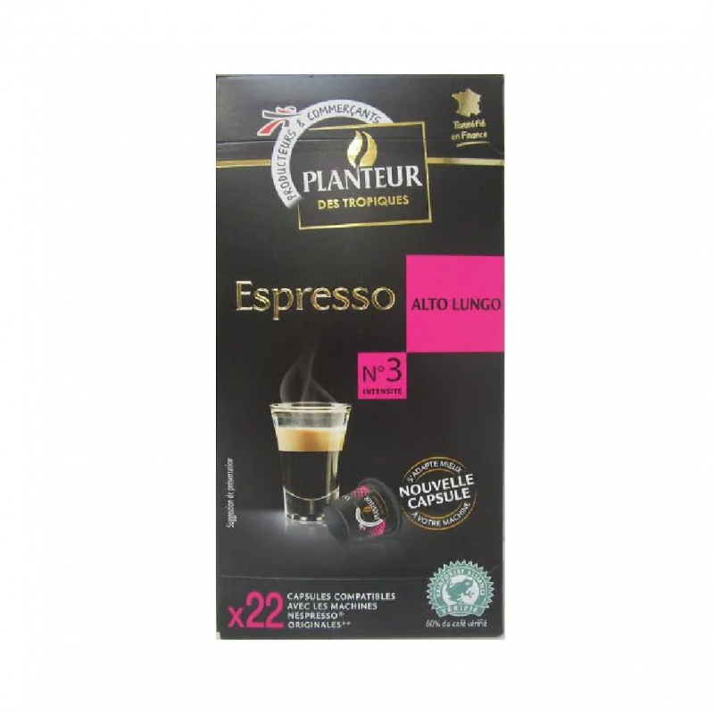 Planteur des tropiques - Capsules de café Espresso Alto Lungo n°3 x22
