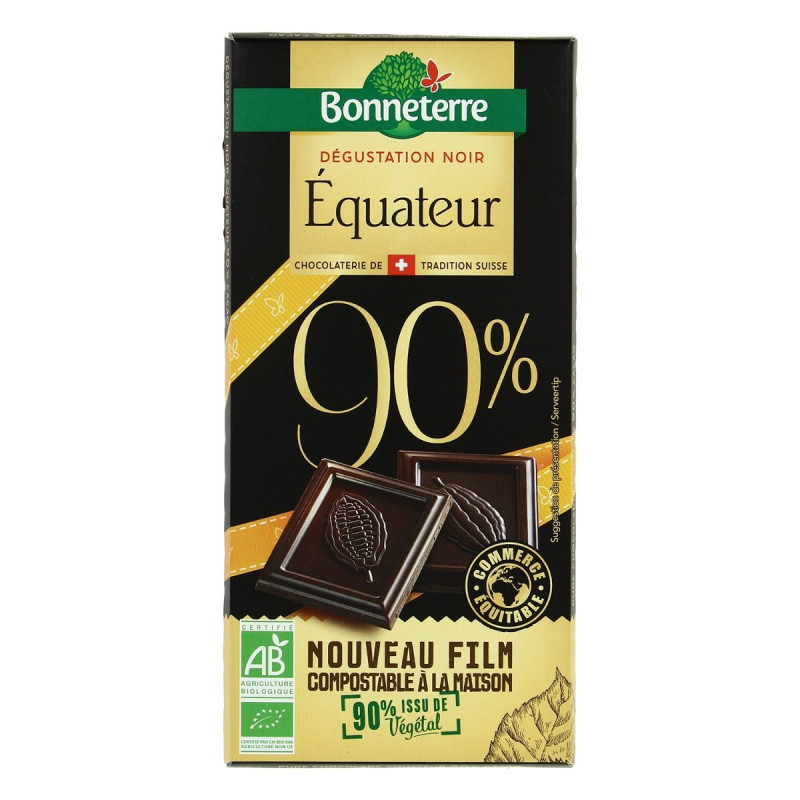 Bonneterre - Chocolat noir Intense Equateur 90% 80G Bio