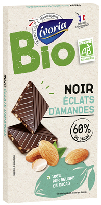 Ivoria - Tablette chocolat noir aux éclats d'amandes