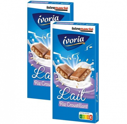 Ivoria - Tablette chocolat au lait au riz croustillant