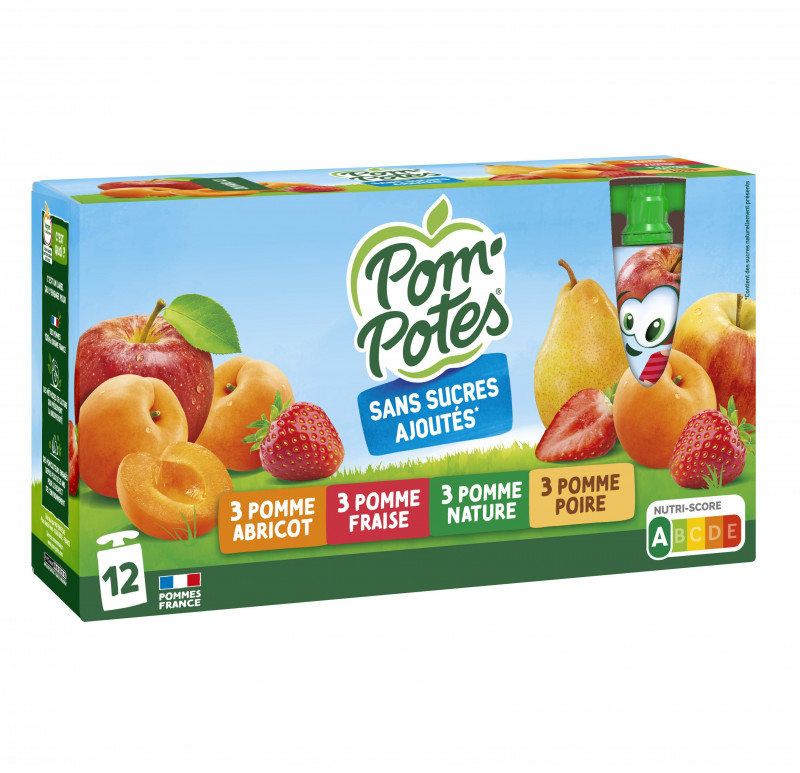 Pom'Potes - Gourdes compote pomme/poire/fraise/abricot x12