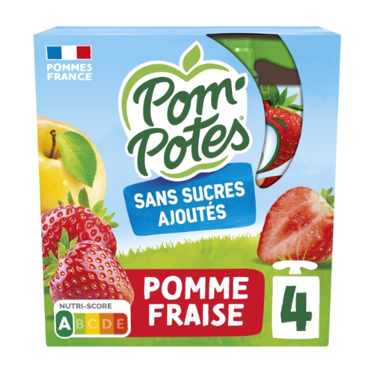 Pom'Potes - Compotes sans sucres ajoutés  pomme fraise
