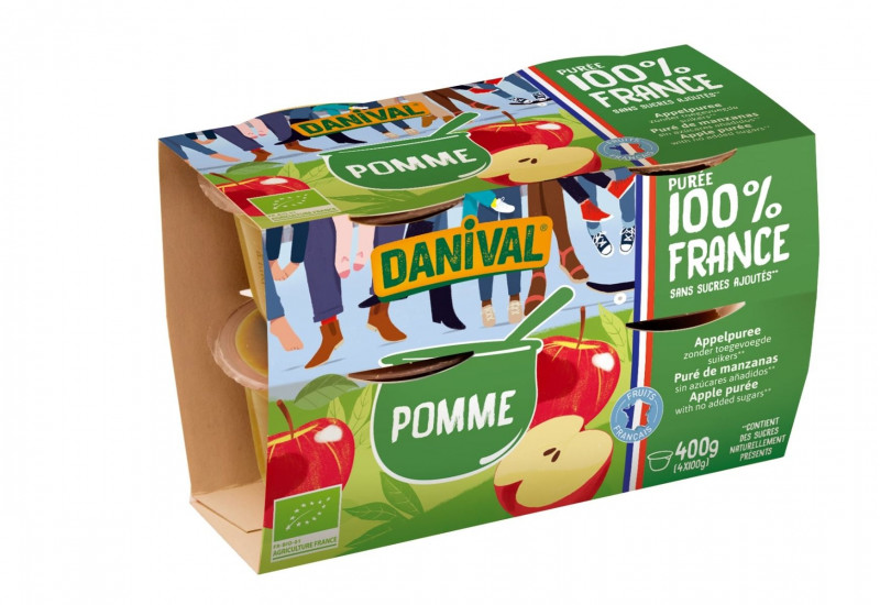 Danival - Dessert Pomme sans sucres ajoutés 4x100g Bio