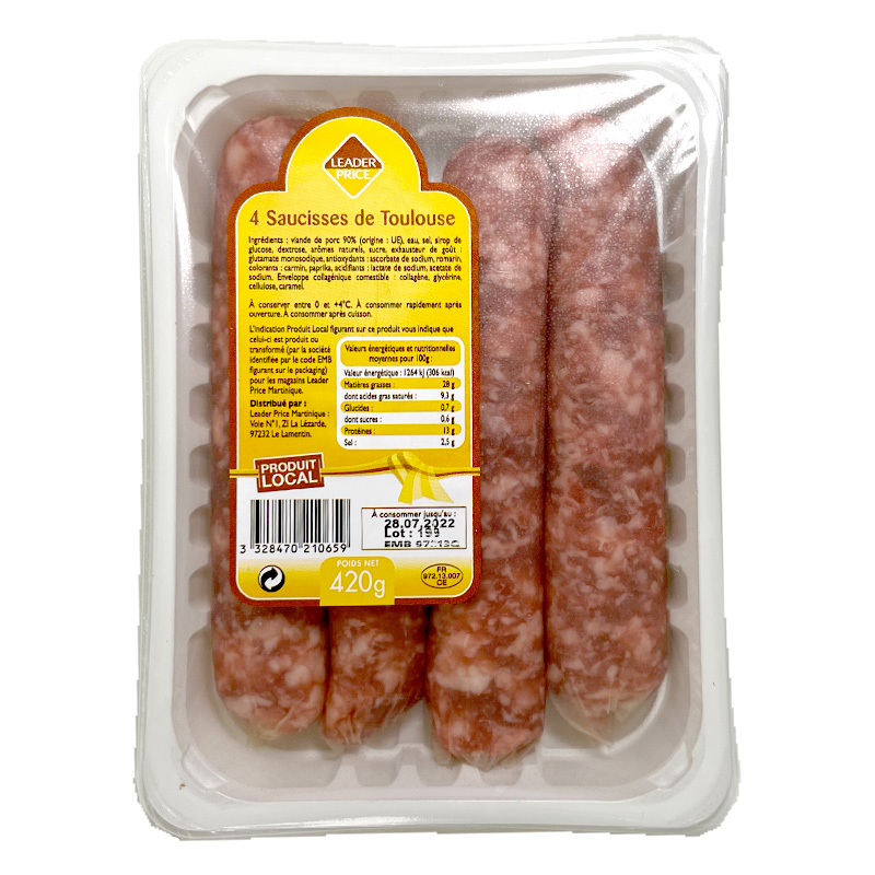 Leader Price - Saucisses de Toulouse 420g