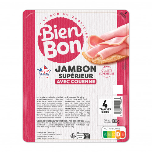Bien Bon - Jambon supérieur avec couenne 180g