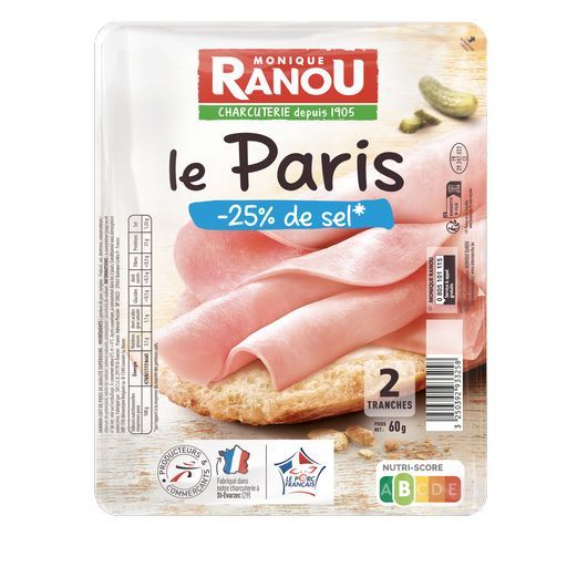 Monique Ranou - Jambon le Paris sans couenne -25% de sel 60g