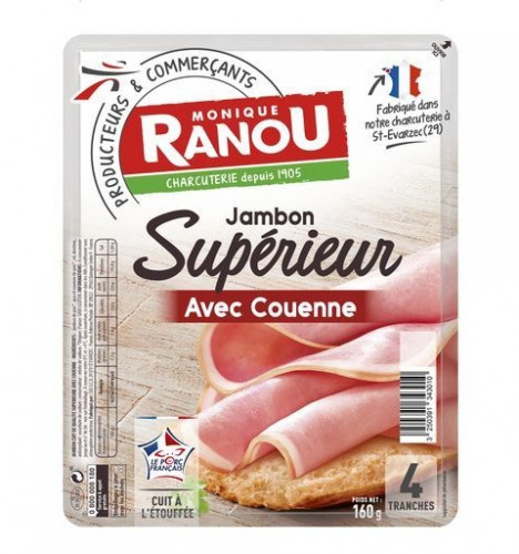 Monique Ranou - Jambon supérieur avec couenne 160g