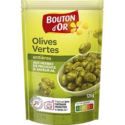 Bouton d'or - Olives vertes entières herbes de Provence & ail 200g