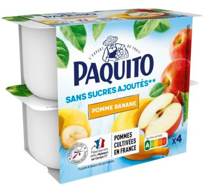Paquito - Purée de pomme banane sans sucres ajoutés