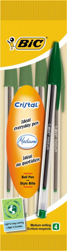 Bic - Stylos bille cristal vert x4