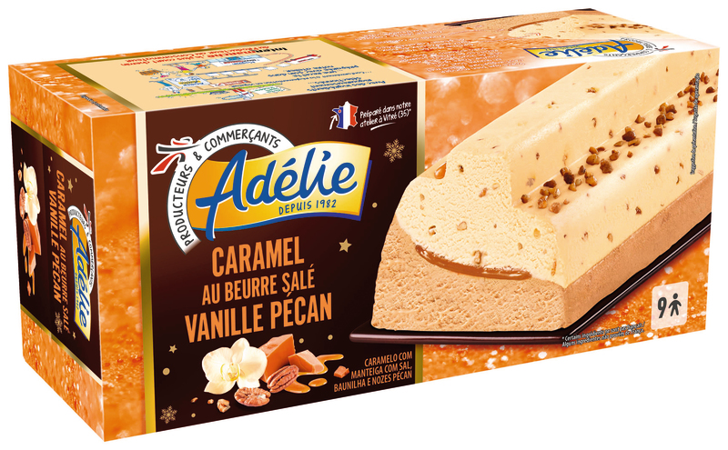 Adélie - Bûche glacée caramel/vanille pécan