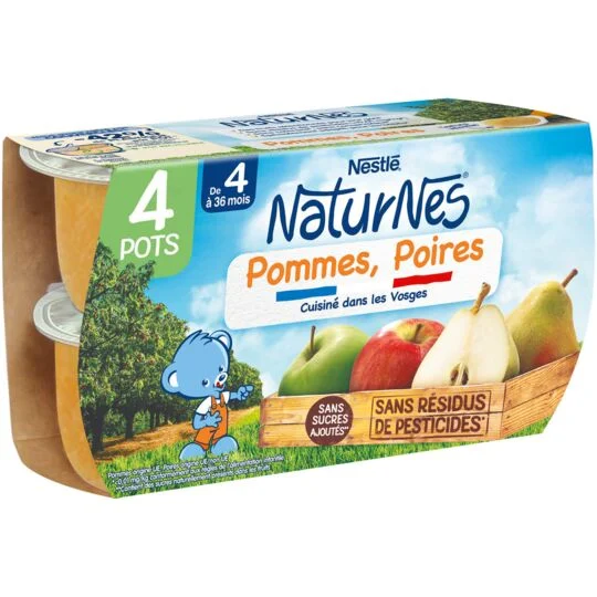 Nestlé - Compotes Naturnes pomme/poire Dès 4 mois