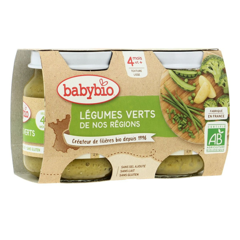 Babybio - Petit Pot aux Légumes verts dès 4M Bio x2