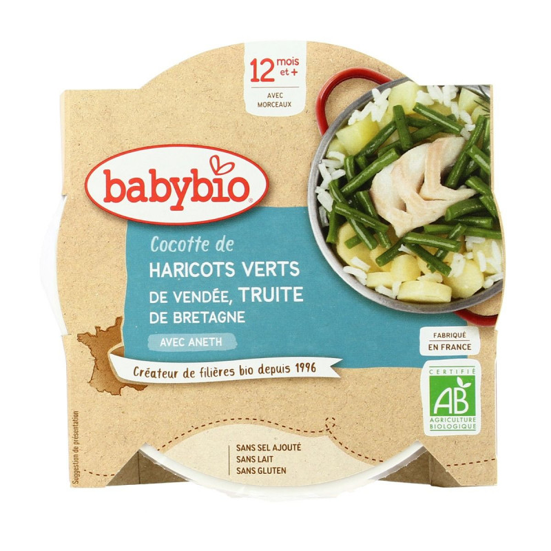 Babybio - Assiette d'Haricots & Truite dès 12M Bio