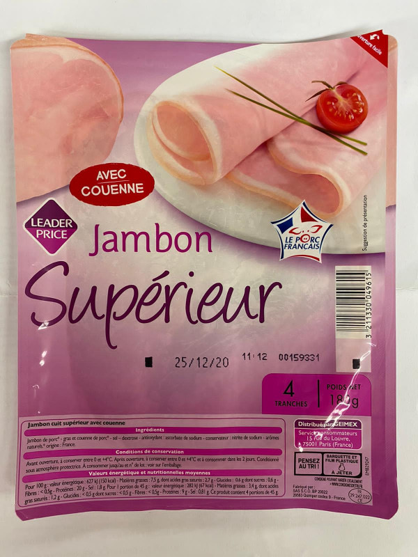 Leader Price - Jambon supérieur avec couenne