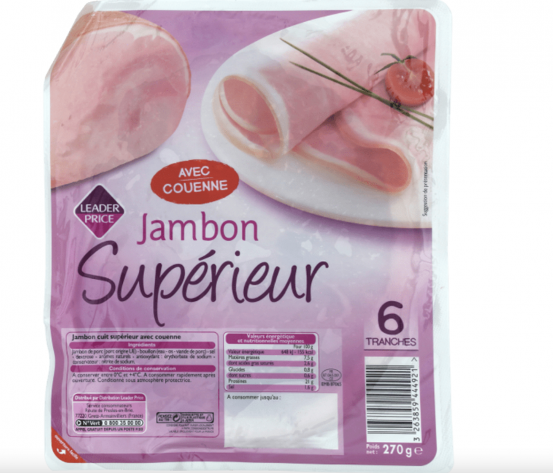 Leader Price - Jambon supérieur découenné dégraissé