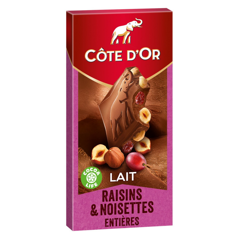 Côte d'Or - Tablette de chocolat au lait noisettes & raisins