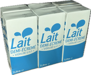 Lait UHT demi écrémé 6x1L
